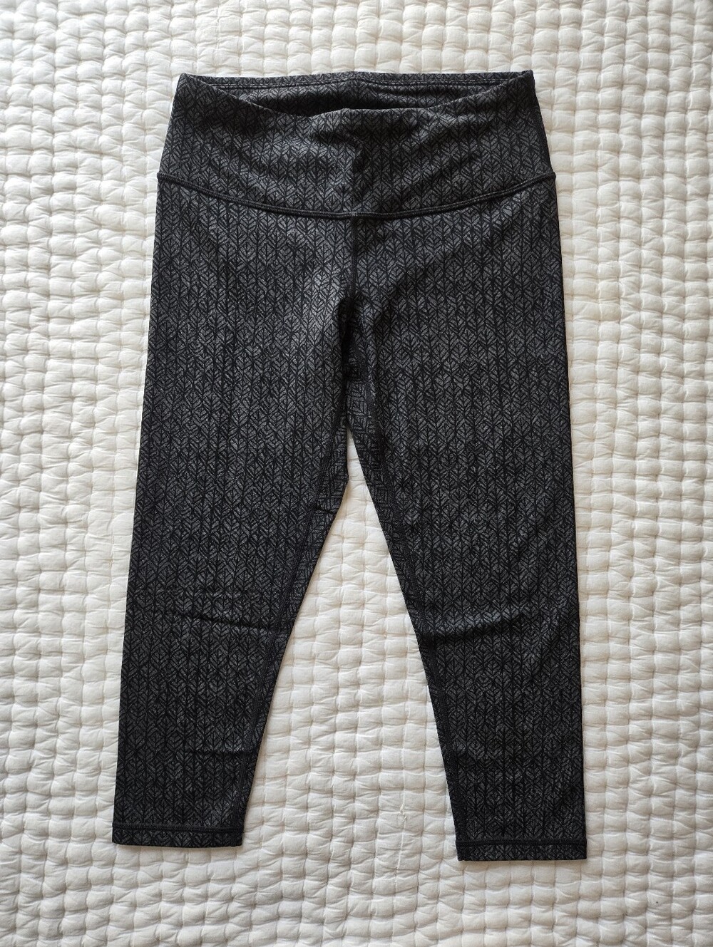 Prana Black Patterned Cropped Leggings Size Small